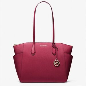 Michael Kors Cherry Medium Marilyn East West Tote with Matching Wallet